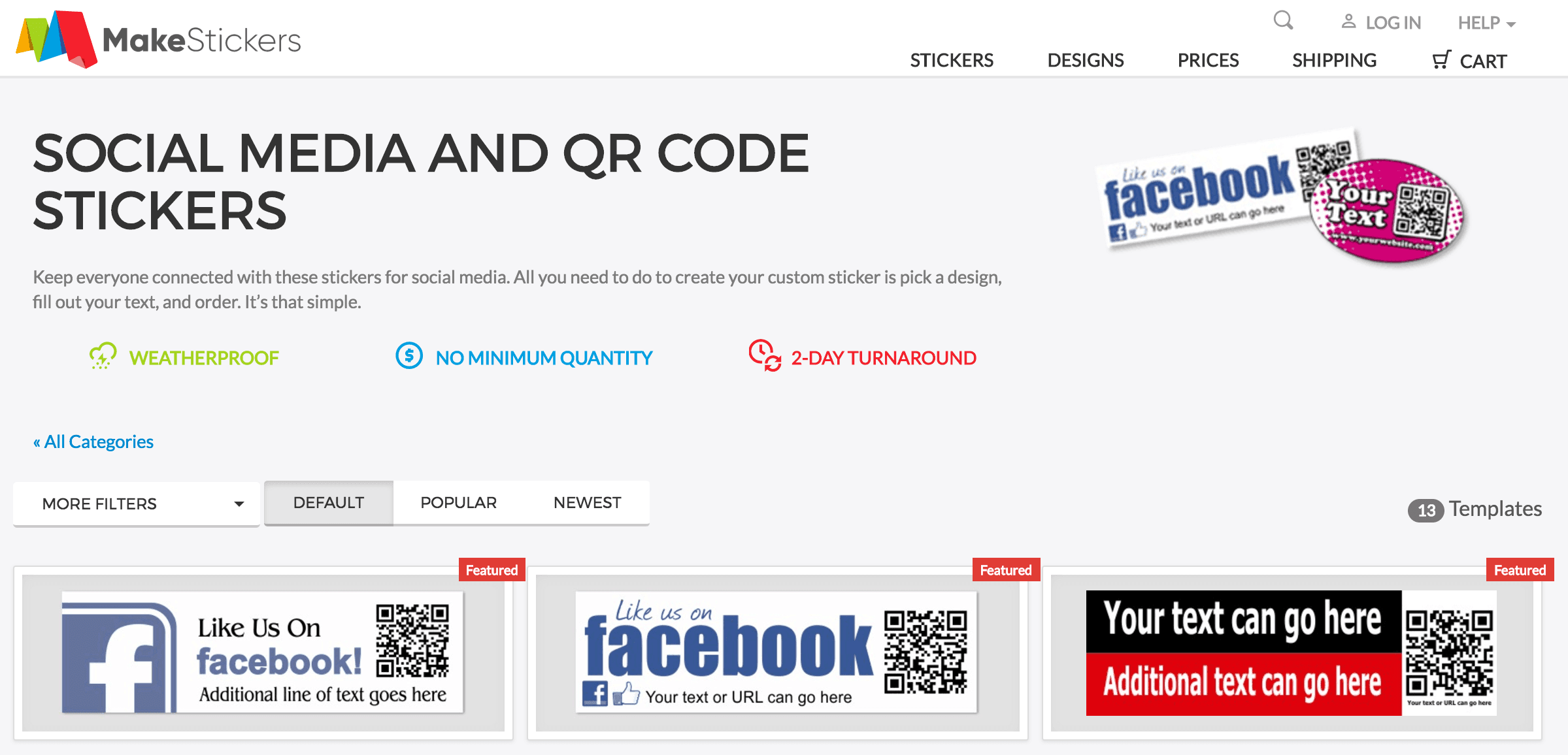 The Make Stickers website.