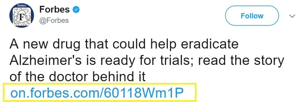 Ein Beispiel für einen Markenlink, wie er auf Twitter zu sehen ist