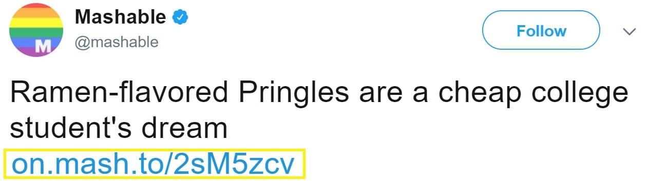 Um link curto com a marca da mídia social