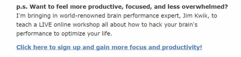 Um exemplo de deep linking com um boletim informativo por e-mail