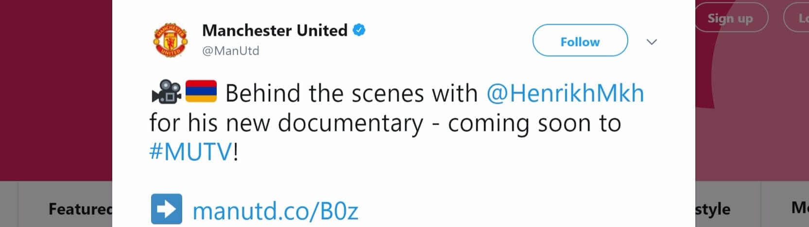 A cloaked link on Twitter