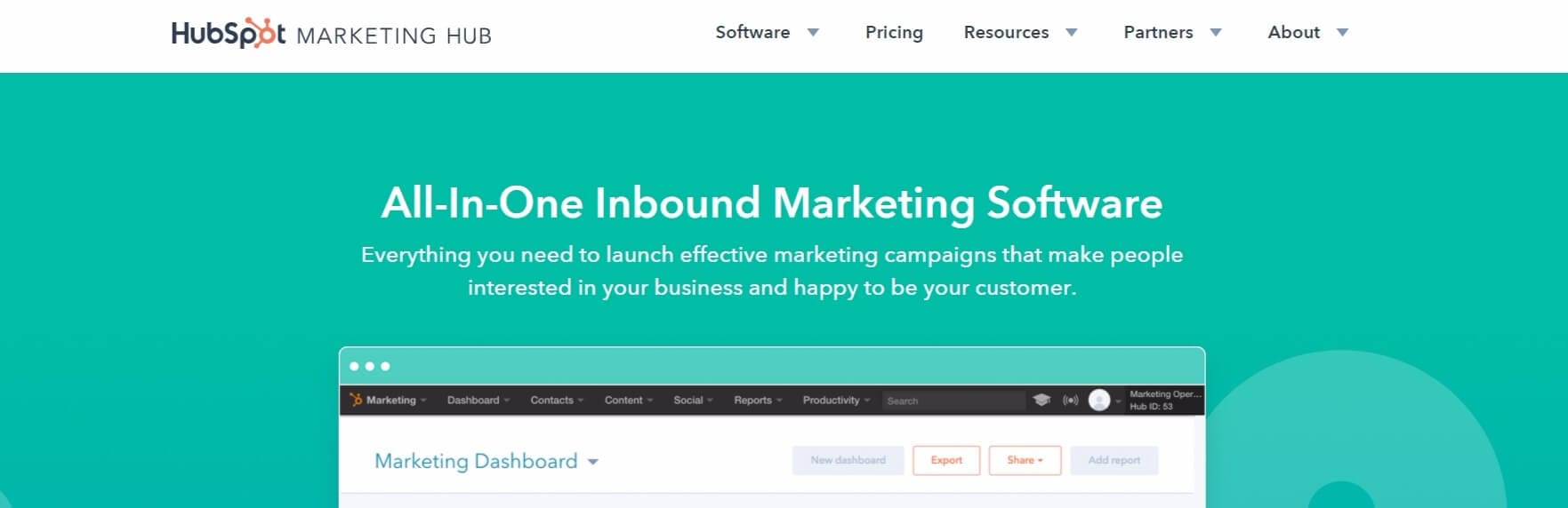 Página de destino da HubSpot