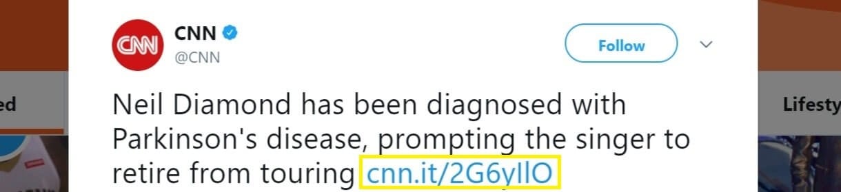 Ein Beispiel für einen gebrandeten Link auf Twitter