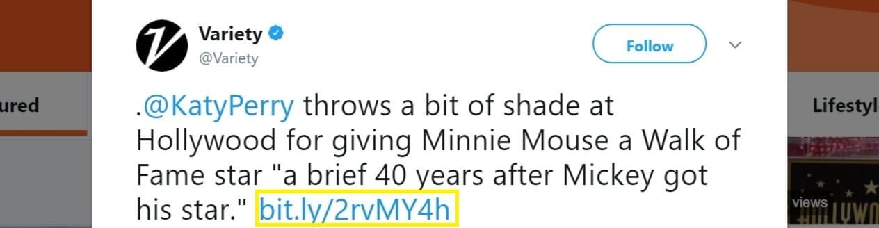 Ein Beispiel für einen verkürzten Link auf Twitter