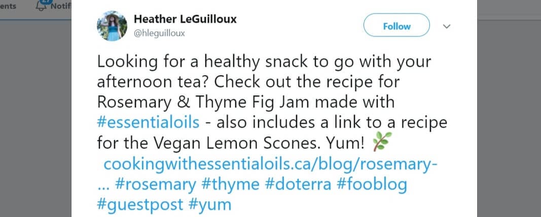 Un ejemplo de promoción de un post invitado en Twitter