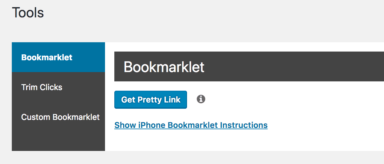 Creating a static bookmarklet in PrettyLinks.