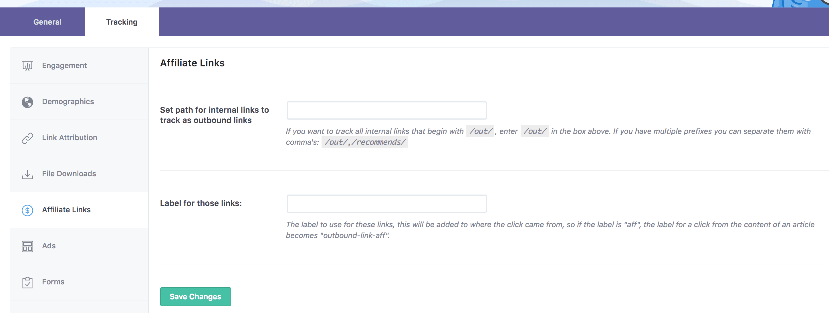 Connecting MonsterInsights to PrettyLinks.