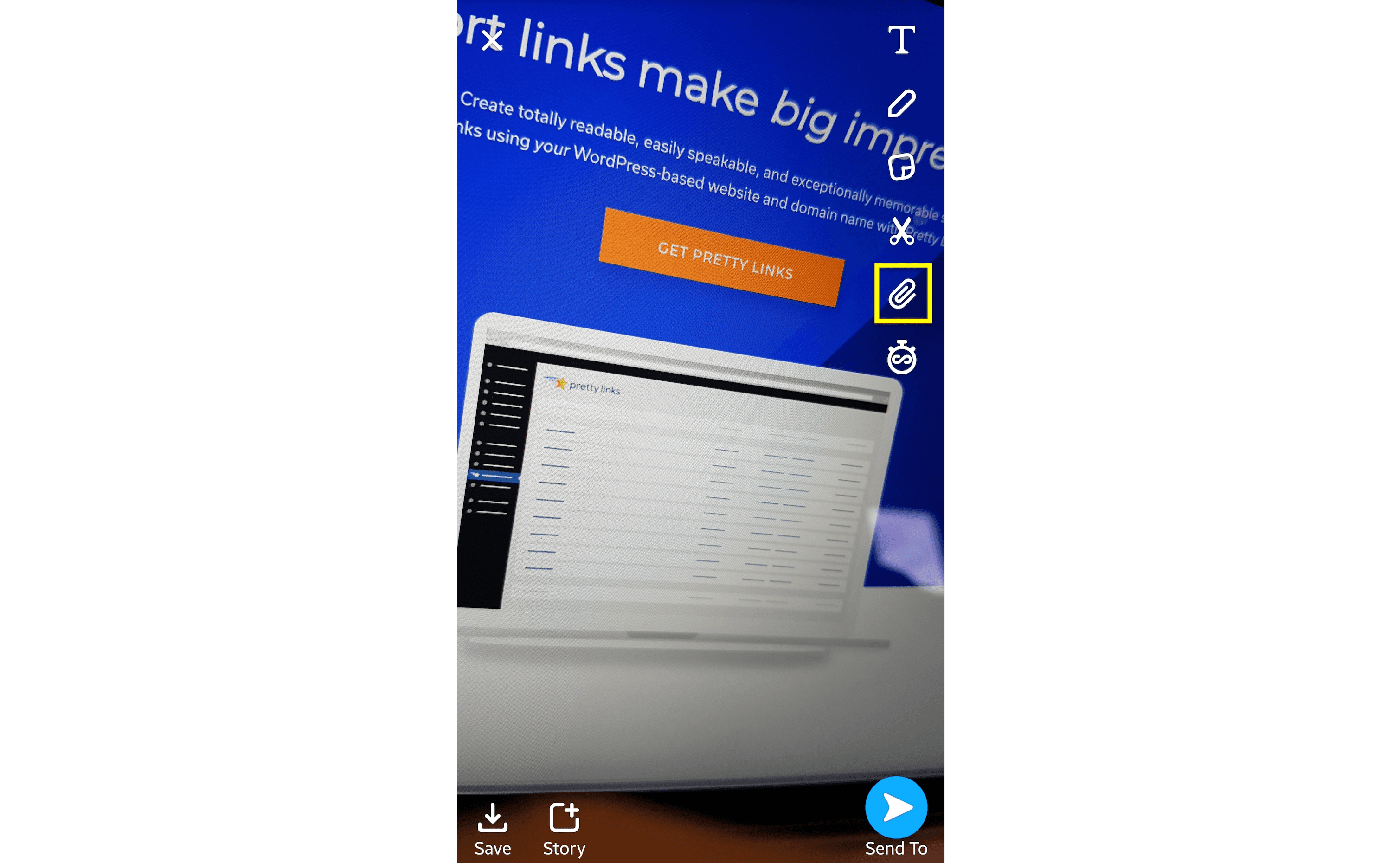 Creating a snap in Snapchat.