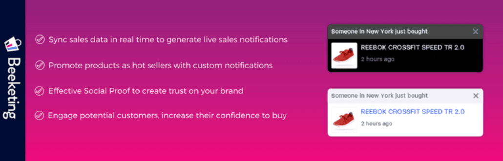 Le plugin WooCommerce Live Sales Notification.