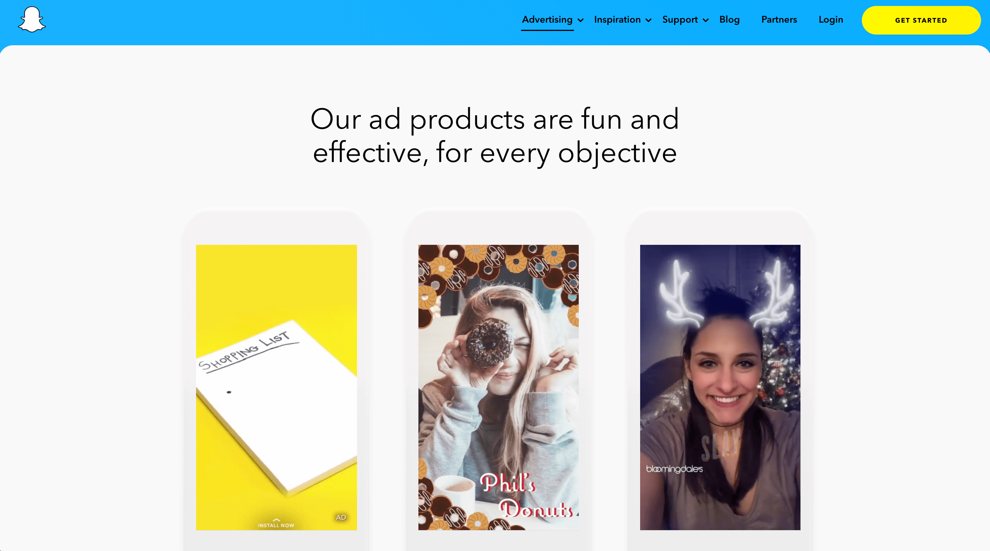 The Snap Ad website.