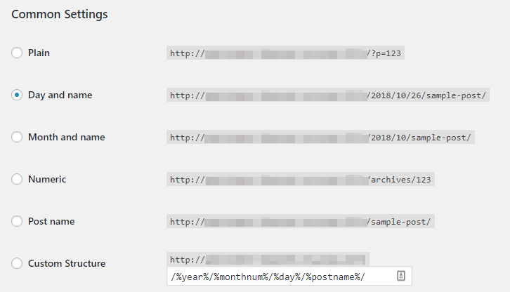 Vos options de structure de permalien WordPress.