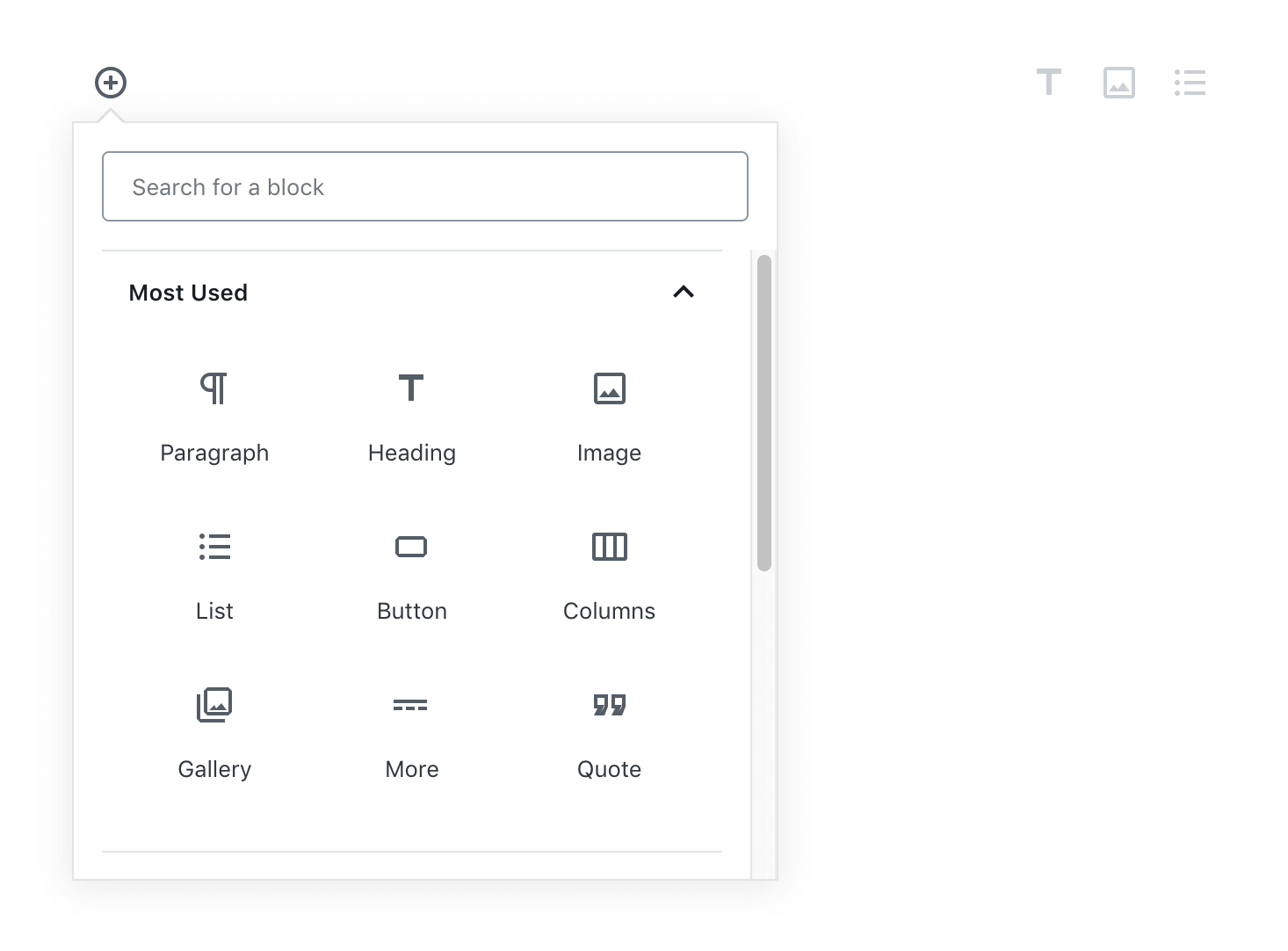 Adição de um bloco do Gutenberg.