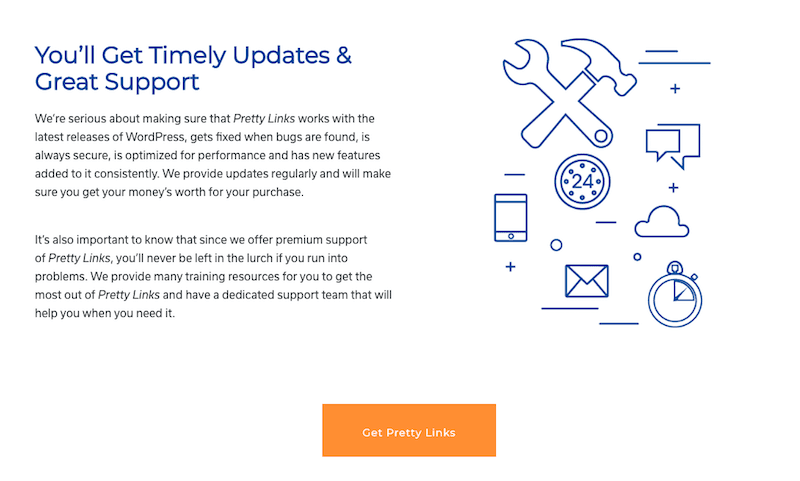 The PrettyLinks About page.