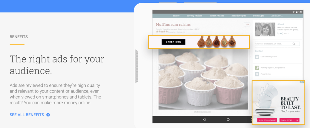 O site do Google Adsense.