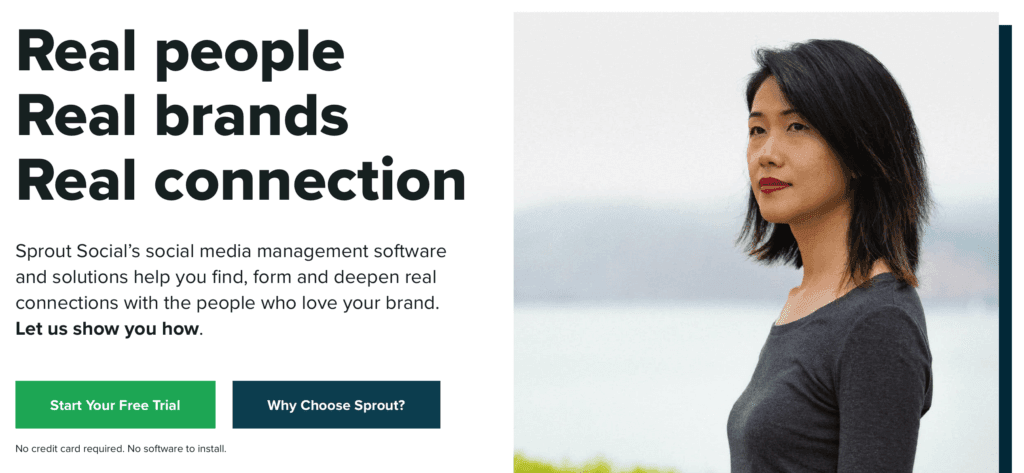 Capture d'écran du site web de Sprout Social.
