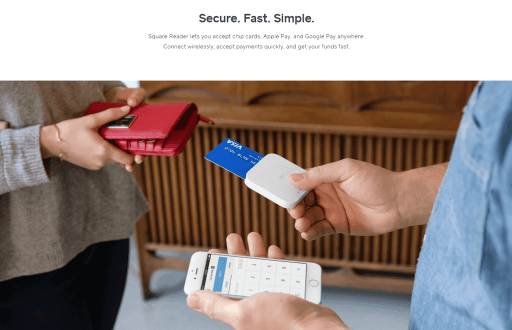 Le lecteur de cartes Square utilise des images pour montrer le fonctionnement de son produit.