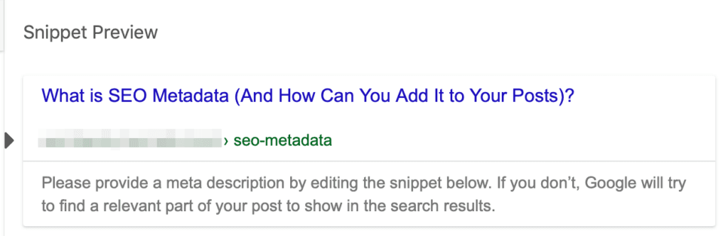 Screenshot der Snippet-Vorschau mit verkürztem Link.
