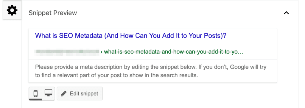 Screenshot der Snippet-Vorschau.