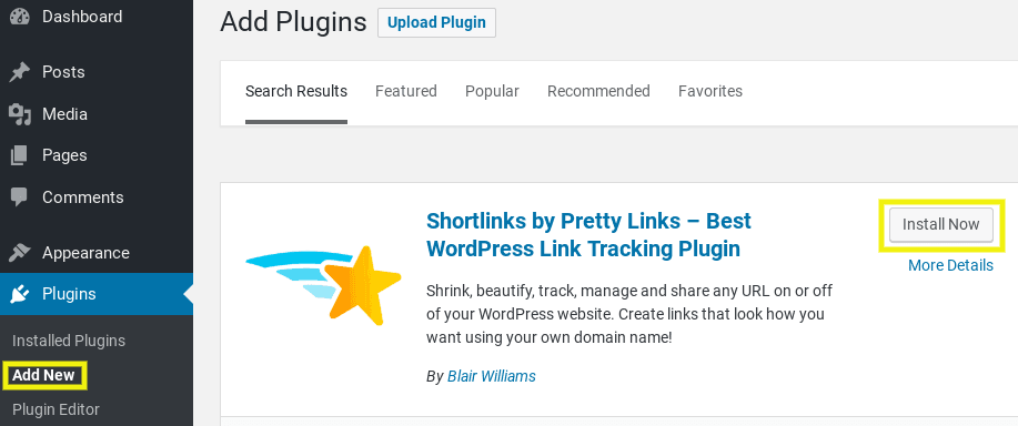 Shortlinks by PrettyLinks plugin on WordPress.