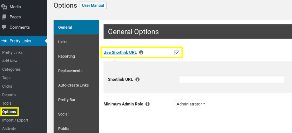 The PrettyLinks plugin in action.