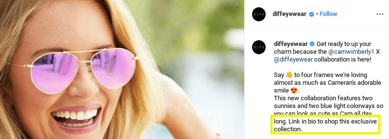 Ein Instagram-Post von DIFF Eyewear.