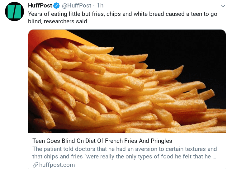 Ein Tweet der Huffington Post über Pommes frites.