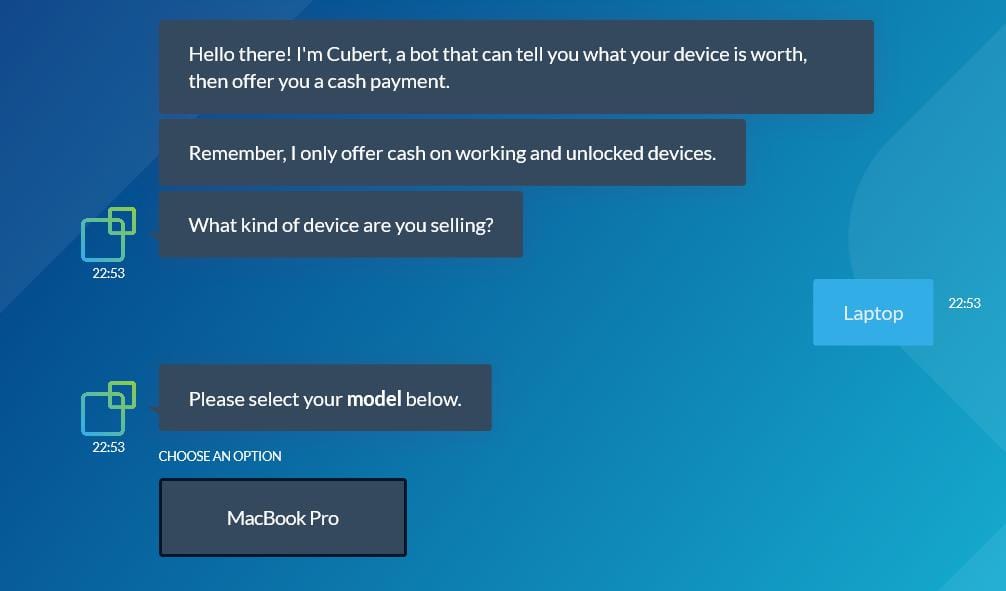 Ein Chatbot, der einen Benutzer mit Links versorgt.
