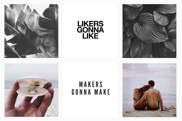 Une mise en page multi-grilles à lignes verticales sur Instagram.