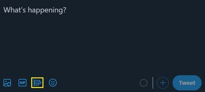 Selecting the Poll option for a new Tweet.
