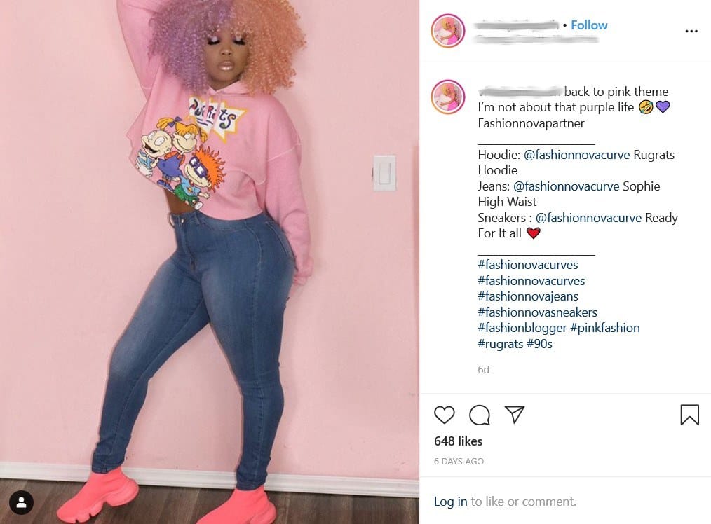 Un post de Instagram de un influencer.