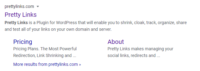 meta descripción de PrettyLinks