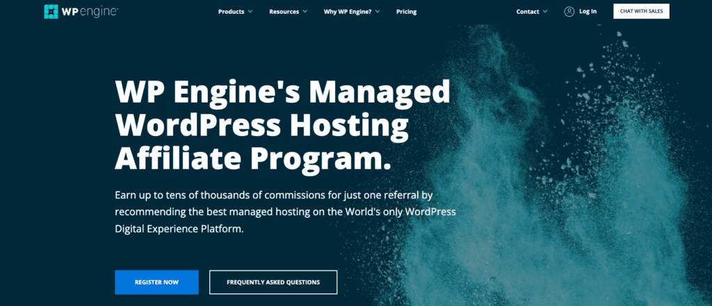 Página de destino do programa de afiliados do WP Engine