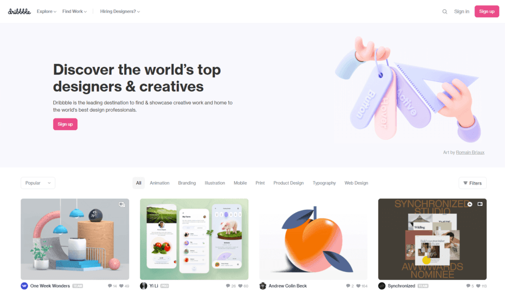 Die Website der Dribble-Gemeinschaft.