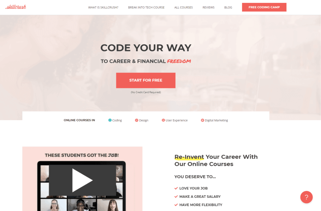 Die Website der Skillcrush-Community.