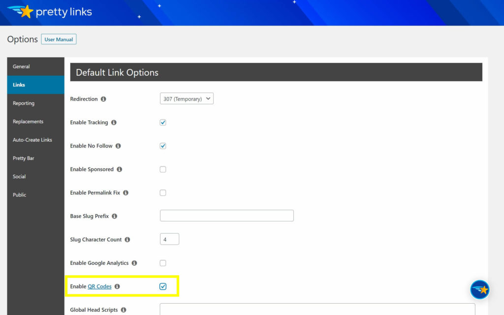 Enable QR codes in PrettyLinks to use affiliate links in your offline marketing