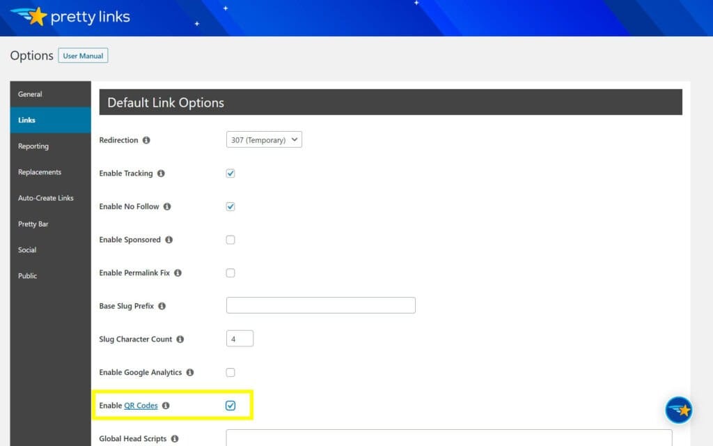 How to enable QR codes with the PrettyLinks plugin