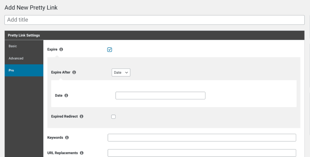 pretty links plugin expiration des liens
