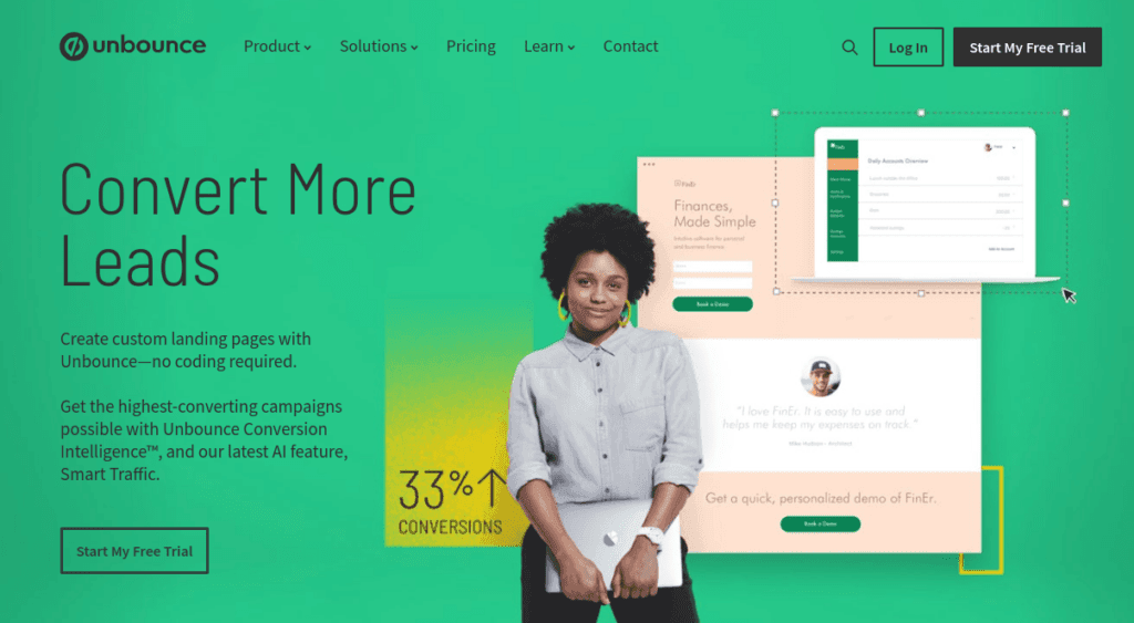 The Unbounce landing page builder.