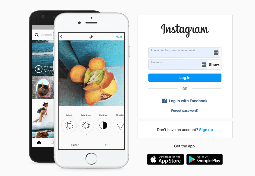 La plataforma de marketing en redes sociales Instagram.