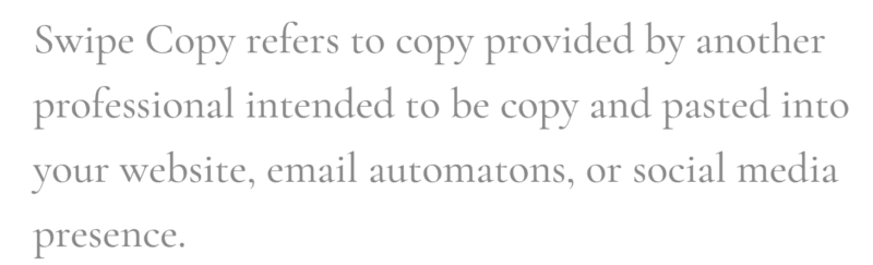 Un artículo que se refiere al swipe copy como contenido destinado a ser copiado y pegado directamente. -términos de marketing de afiliación