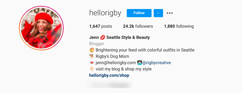 Hallo Rigby, ein Instagram-Mikro-Influencer.