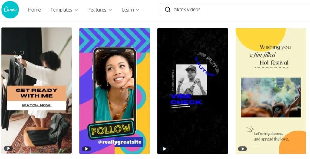 TikTok templates on Canva