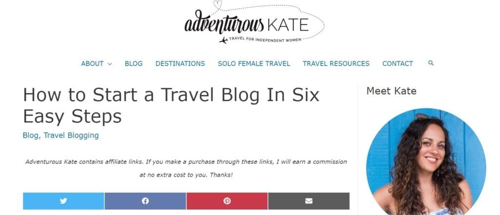 An example of a blog that uses affiliate marketing