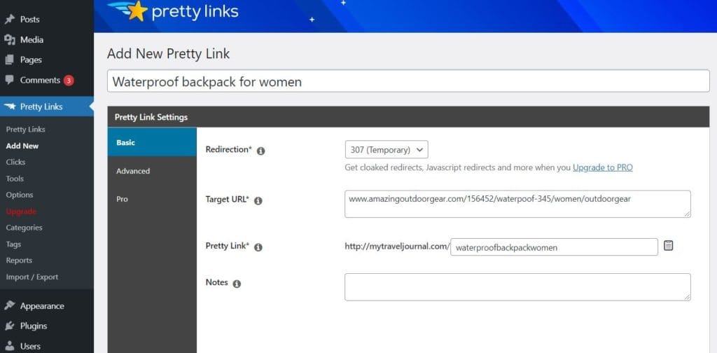 The PrettyLinks plugin.
