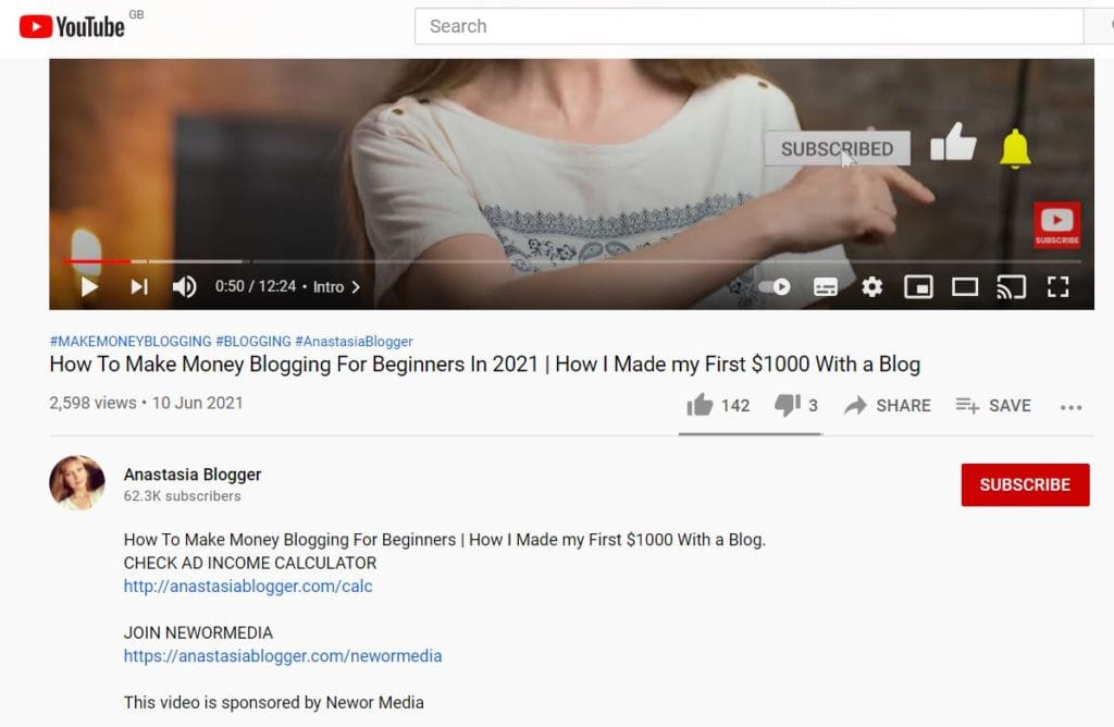 YouTubers using the PrettyLinks plugin to link to blog