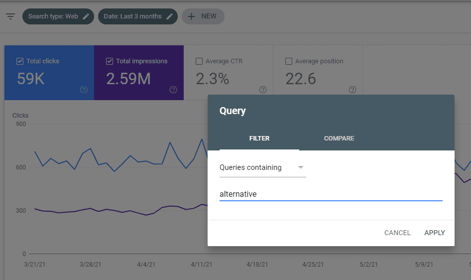 Find alternatives keywords using Google Search Console