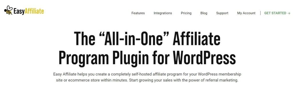 Die Easy Affiliate-Homepage