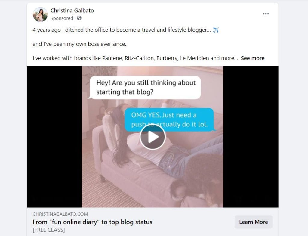 Ein Beispiel für einen gesponserten Facebook-Post