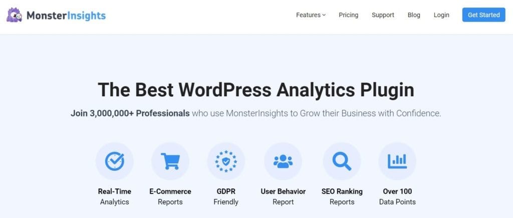 Die Homepage von Monster Insights