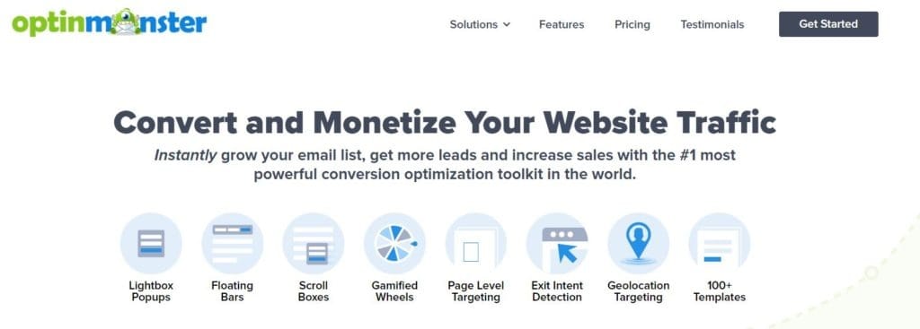 Die Startseite von OptinMonster